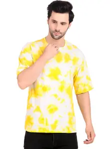 TQH Yellow and White Tie-Dye Oversized T-shirt