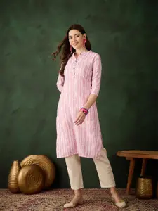 Sangria Women Printed Mandarin Collar Straight Kurta