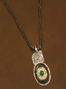 JAYPORE Silver Labradorite Studded Necklace