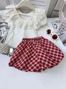 StyleCast x Revolte Girls V-Neck Frill Top With Skirt