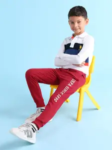 U.S. Polo Assn. Kids Boys Pure Cotton Printed Joggers