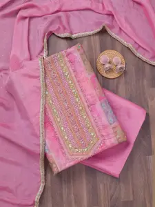 Koskii Floral Woven Design Stonework Unstitched Dress Material