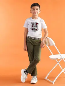 U.S. Polo Assn. Kids Boys Mid-Rise Chinos Trousers