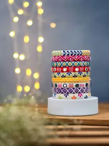 Taasha Craft Set Of 9 Cotton Threads Handcrafted Bangle