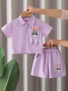 StyleCast x Revolte Girls Printed Shirt Collar T-shirt with Shorts