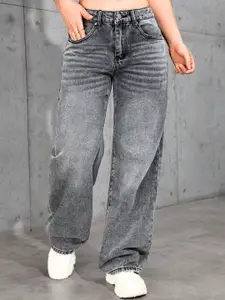 DressBerry Women Comfort Straight Fit High-Rise Light Fade Acid Wash Stretchable Jeans