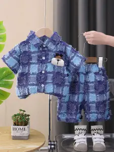 StyleCast x Revolte Boys Checked Shirt Collar Shirt With Shorts