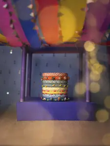 Taasha Craft Set Of 8 Stone-Studded & Beaded Bangles