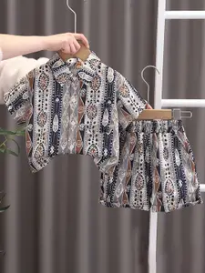 StyleCast x Revolte Boys Printed Spread Collar Short Sleeves Shirt With Shorts