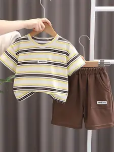 StyleCast x Revolte Boys Striped Round Neck T-shirt With Shorts