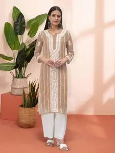 PARAMOUNT CHIKAN Women Ethnic Motifs Embroidered Chikankari Kurta