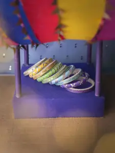 Taasha Craft Set Of 9 Threaded & Sequinned Bangles