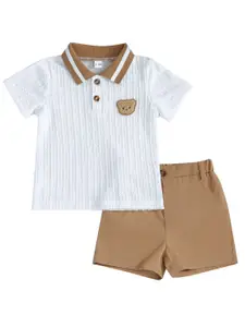 StyleCast x Revolte Boys Self Design Polo Collar T-shirt With Shorts