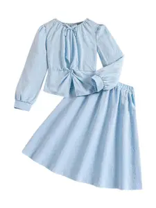 StyleCast x Revolte Girls Floral Woven Design Round Neck Top With Skirt