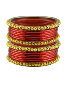Vidhya Kangan Red Stainless Steel Bangles