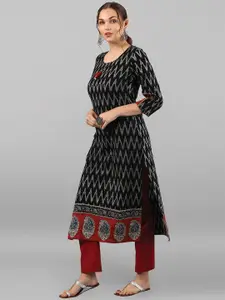 KALINI Chevron Printed Pure Cotton Straight Kurta