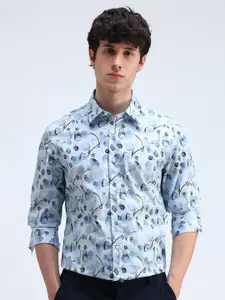 Flying Machine Men Slim Fit Spread Collar Floral Printed Cotton Casual Shirt