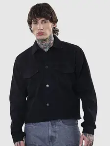 Snitch Men Revolution Graphic Printed Utility Pockets Denim Jacket