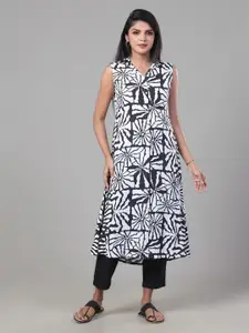 Vismay Floral Printed V-Neck Sleeveless A-Line Kurta