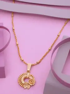 Ramdev Art Fashion Jwellery Gold-Plated Leaf Designed Round Shaped Pendant Jewellery Set