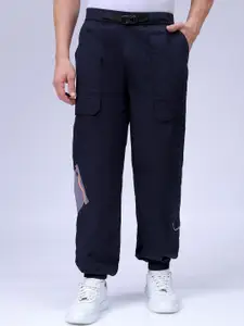 The Indian Garage Co Men Loose Fit Pure Cotton Zipper Jogger