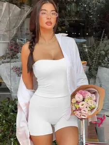 StyleCast White Strapless Top With Shorts