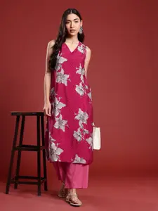 Anouk Floral Print Straight Kurta