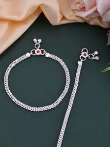 Silvermerc Designs Silver-Plated Gemstone Accent Studded Anklet