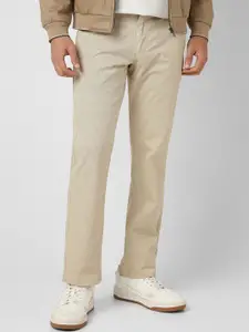 Van Heusen Sport Men Self Design Mid-Rise Slim Fit Trousers