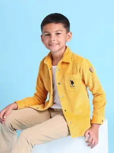 U.S. Polo Assn. Kids Boys Classic Fit Spread Collar Solid Cotton Casual Shirt