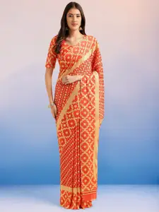 Mitera Woven Design Poly Chiffon Leheriya Ready To wear Saree