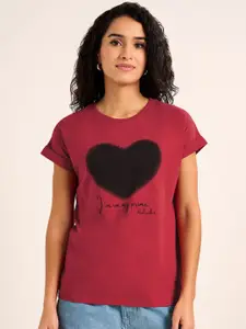 People Women Graphic Printed Round Neck Cotton T-shirt