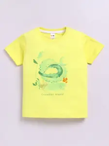 LITTLE NINJA Boys Graphic Printed Round Neck Cotton T-shirt