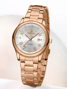 Naviforce Women Embellished Dial & Stainless Steel Straps Analogue Watch NF5059_RG W