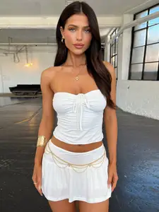 StyleCast White Off-Shoulder Sleeveless Top And Skirts