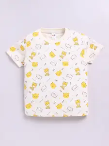 LITTLE NINJA Boys Conversational Printed Round Neck Cotton T-shirt