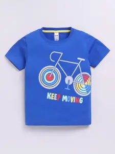 LITTLE NINJA Boys Graphic Printed Round Neck Cotton T-shirt