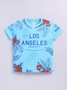 LITTLE NINJA Boys Graphic Printed Round Neck Cotton T-shirt