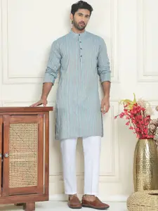 Anouk Geometric Woven Design Mandarina Collar Kurta With Pyjama