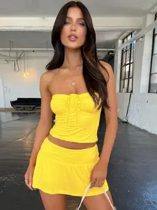 StyleCast Yellow Strapless Top With Skirt