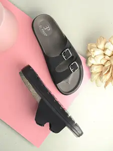 El Paso Women Open Toe Flats with Buckles
