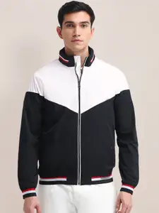 U.S. Polo Assn. Men Mock Collar Colourblocked Bomber Jacket