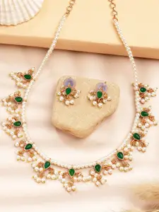 KARATCART Gold Plated Stone Studded Reversible Necklace and Earrings