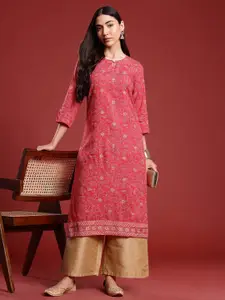 Anouk Floral Printed Keyhole Neck Kurta