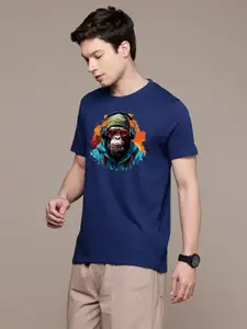 Moda Rapido Men Regular Fit Graphic Printed Round Neck Cotton T-shirt