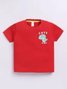 LITTLE NINJA Boys Graphic Printed Round Neck Cotton T-shirt