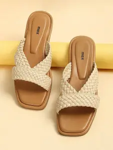 max Women Woven Design Open Toe Flats