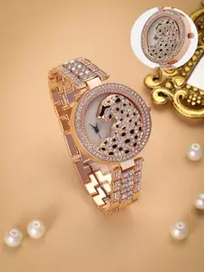 HAUTE SAUCE by  Campus Sutra HAUTE SAUCE by Campus Sutra Women The Bijou Jaguer Round Watch Rose Gold AW25_HSWC1283