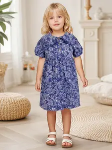 StyleCast x Revolte Girls Peter Pan Collar Puff Sleeve Fit and Flare Dress