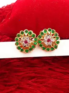 Anujeet Fashion Hub Gold Plated Circular Shaped Studs
